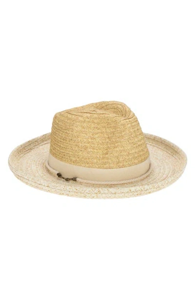 San Diego Hat Ultrabraid Two-tone Raffia Rolled Brim Fedora In Mix Natural