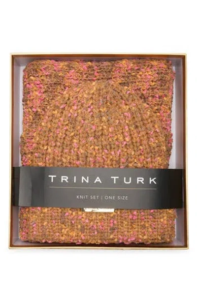 San Diego Hat X Trina Turk Beanie & Scarf Set In Brown