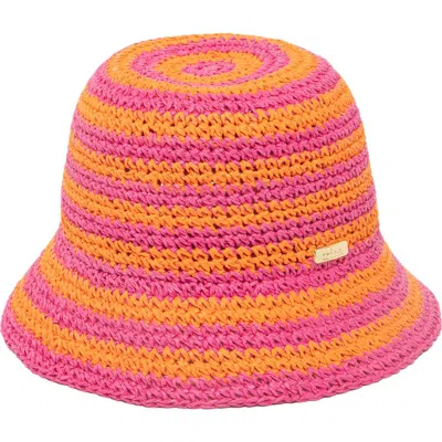 San Diego Hat X Trina Turk Straw Bucket Hat In Pink