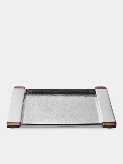 San Lorenzo 1988 Afra And Tobia Scarpa Engraved Sterling Silver And Wood Tray (12in/31cm) In Metallic