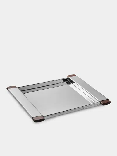 San Lorenzo 1988 Afra And Tobia Scarpa Sterling Silver And Wood Tray (12in/31cm) In Metallic