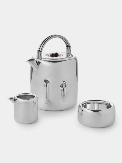 San Lorenzo 1988 Afra And Tobia Scarpa Sterling Silver Tea Service (set Of 3) In Metallic