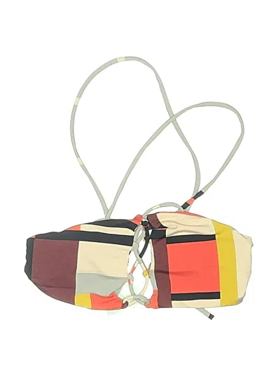 San Lorenzo Swimsuit Top Tan Color Block Pattern Swimwear