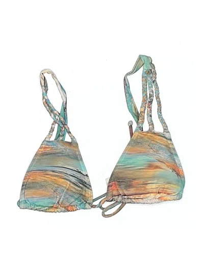 Pre-owned San Lorenzo Swimsuit Top Teal Print Pattern Swimwear
