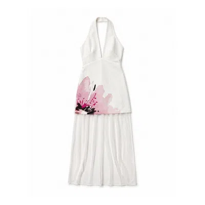 San Malo Women's White Lisa Halter Dress