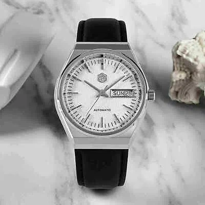 Pre-owned San Martin Sn0102-g Seagull Automatic White Dial 37mm 5atm Men's Dress Watch