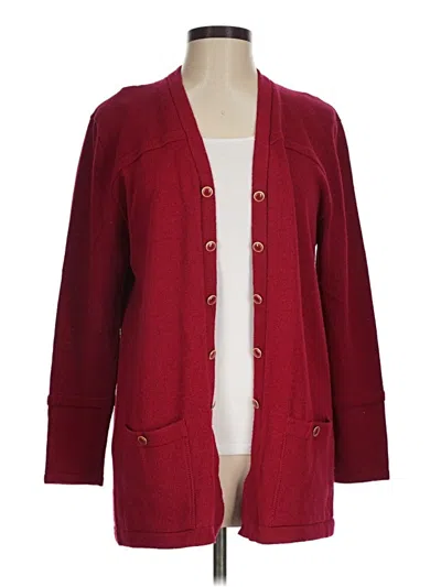 Pre-owned San Remo By Laura Knits Cardigan Sweater In Burgundy