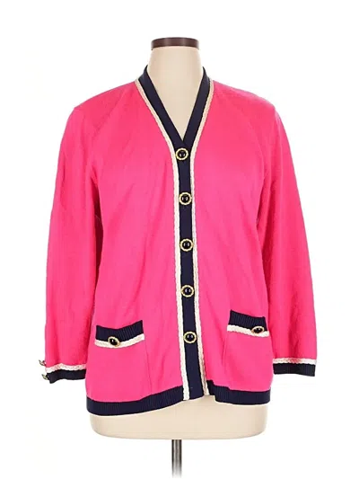 Pre-owned San Remo By Laura Knits Cardigan Sweater In Pink