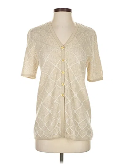 Pre-owned San Remo By Laura Knits Cardigan Sweater In White