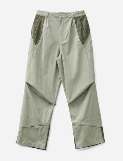 San San Gear Linen Block Pants In Gray