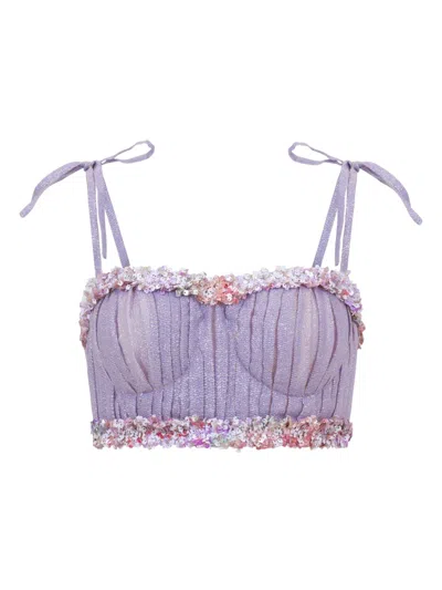 Sana Osmani Agor Sequin Tie Top In Purple