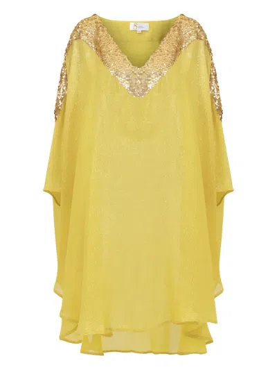 Sana Osmani Chloris Hooded Sequin Mini Dress In Yellow