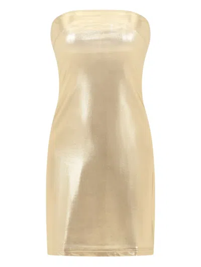 Sana Osmani Illa Strapless Mini Dress In Gold