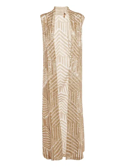 Pre-owned Sana Osmani Sequin Mesh Jacket In Gold