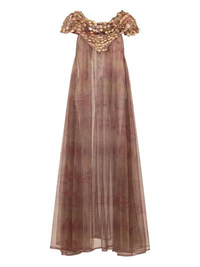 Sana Osmani Soline Sequin Maxi Dress In Brown