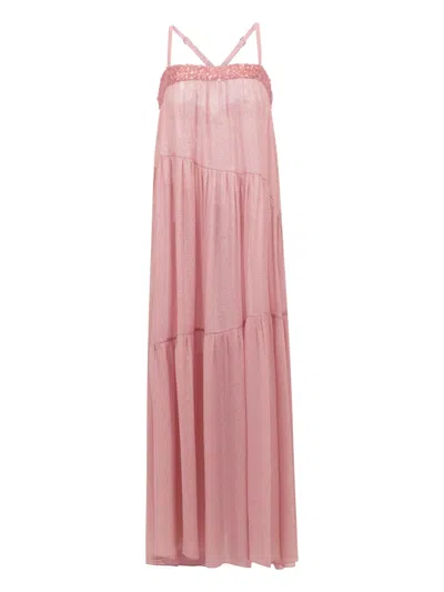 Sana Osmani Tobago Sequin Midi Dress In Pink