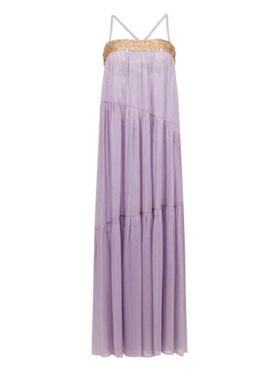 Sana Osmani Tobago Sequin Midi Dress In Purple