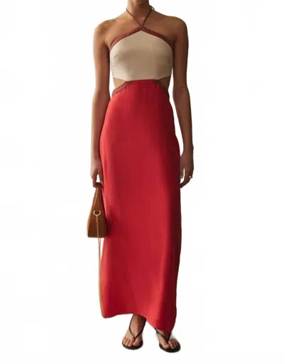Sancia Adobe Dress In Red/beige In Multi