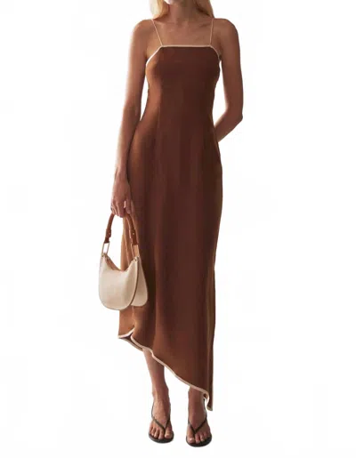 Sancia Avinta Strapless Midi Dress In Brown