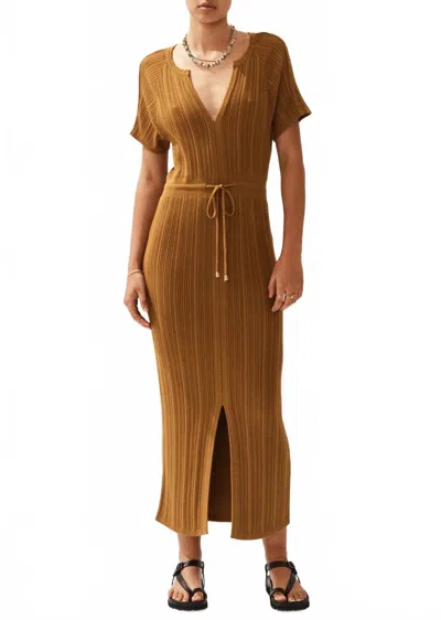 Sancia Celoni Dress In Wheat In Gold