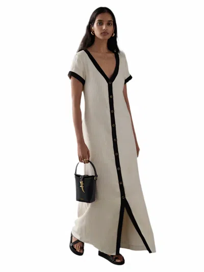 Sancia Darla Button Down Short Sleeve Maxi Dress In Clay In White