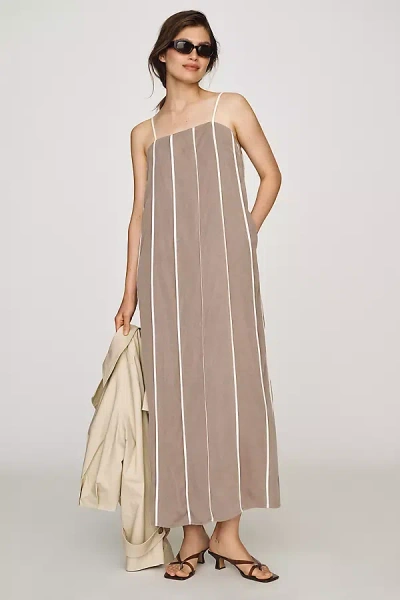 Sancia Estella Square-neck Midi Dress In Brown