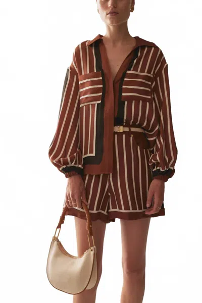 Sancia Faye Top In Cherrywood Stripe In Brown