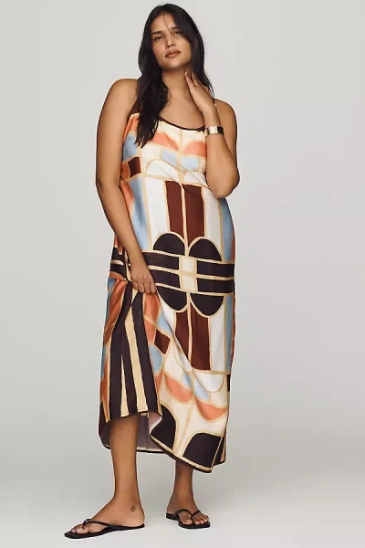 Sancia Hayes Printed Maxi Dress In Blue