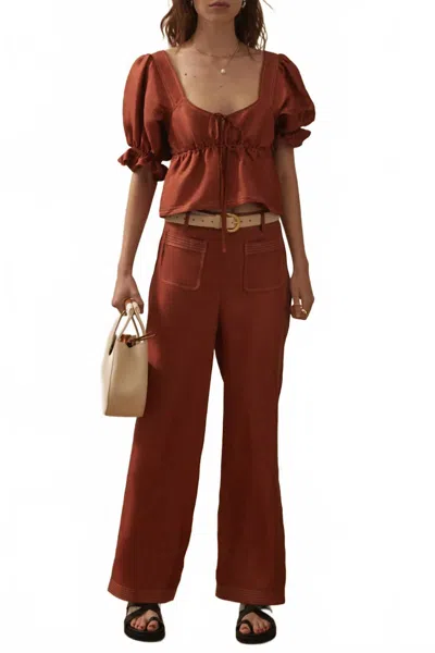 Sancia Lillian Shirred Flare Cuff Top In Sienna In Brown