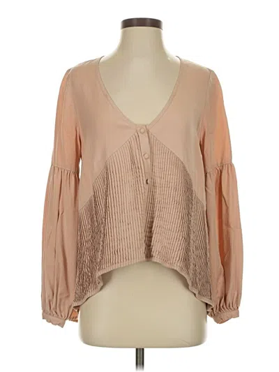 Pre-owned Sancia Long Sleeve Blouse In Tan