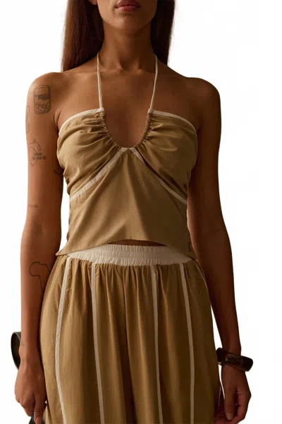 Sancia Makena Halter Neck Top In Tan In Brown