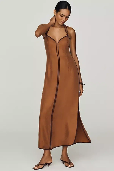 Sancia Verity Halter Maxi Dress In Brown