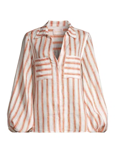 Sancia Women's Ellie Striped Linen Shirt In Orange