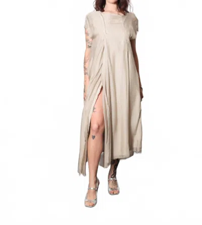 Sanctamuerte Asymmetric Midi Dress In Sand Shell In Brown