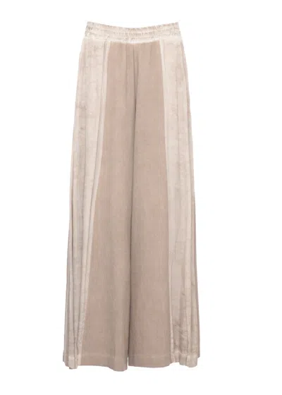 Sanctamuerte Brown Cotton Elastic Waist Wide-leg Pants In Multi