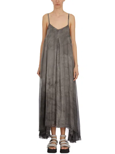 Sanctamuerte Grey Silk And Viscose Dress With Adjustable Straps And Cool-toned Design For Women In Gray