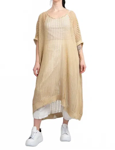 Sanctamuerte Long Mesh Maxi Sweater In Sand Shell/gold In White