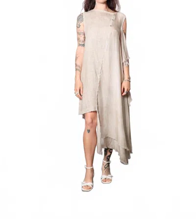 Sanctamuerte Sleeveless Asymmetric Dress In Sand Shell In Gray