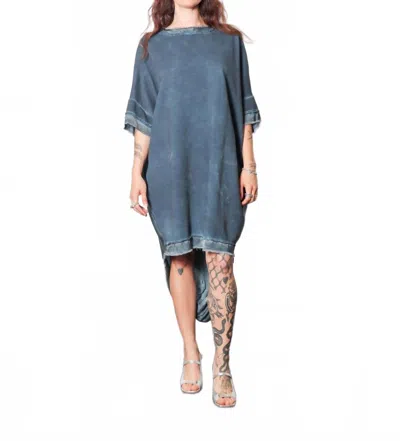 Sanctamuerte Sweatshirt Mini Dress In Blue Matisse