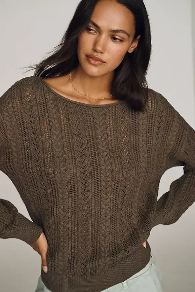 Sanctuary 100% Cotton Pointelle Sweater In Brown