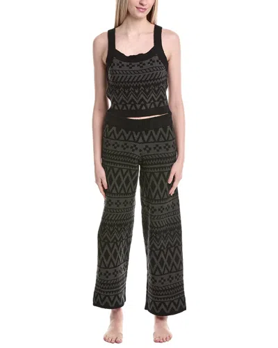 Sanctuary 2pc Crop Tank & Pant Pajama Set In Black