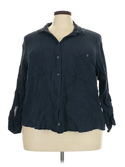 Pre-owned Sanctuary 3/4 Sleeve Button Down Shirt In Blue