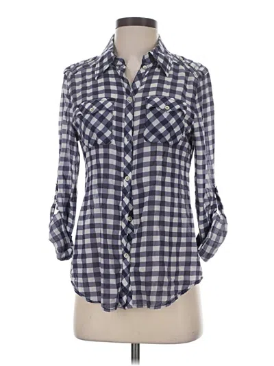 Pre-owned Sanctuary 3/4 Sleeve Button Down Shirt In Blue