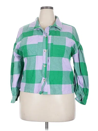 Pre-owned Sanctuary 3/4 Sleeve Button Down Shirt In Green