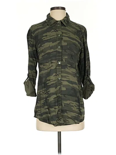 Pre-owned Sanctuary 3/4 Sleeve Button Down Shirt In Green
