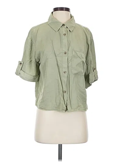 Pre-owned Sanctuary 3/4 Sleeve Button Down Shirt In Green