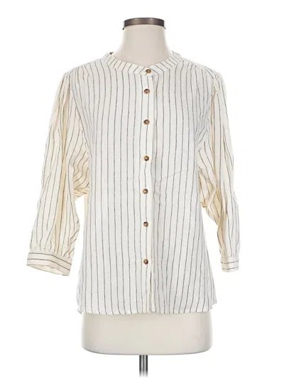 Pre-owned Sanctuary 3/4 Sleeve Button Down Shirt In Ivory