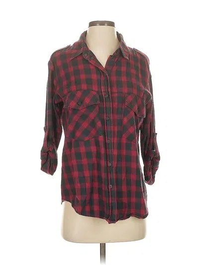 Pre-owned Sanctuary 3/4 Sleeve Button Down Shirt In Red