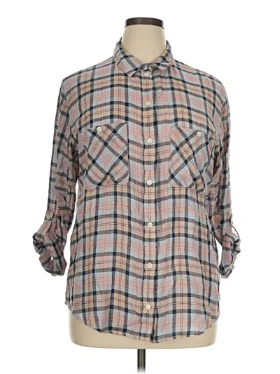 Pre-owned Sanctuary 3/4 Sleeve Button Down Shirt In Tan