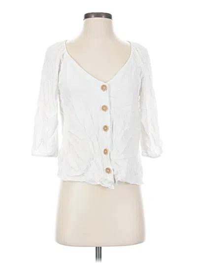 Pre-owned Sanctuary 3/4 Sleeve Button Down Shirt In White